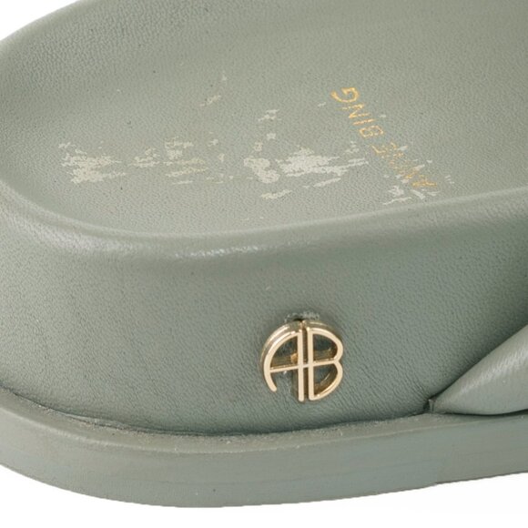 ANINE BING Lizzie Leather Slide Sandals in Sage Green — Size 38 (US 7.5) - Picture 10 of 13